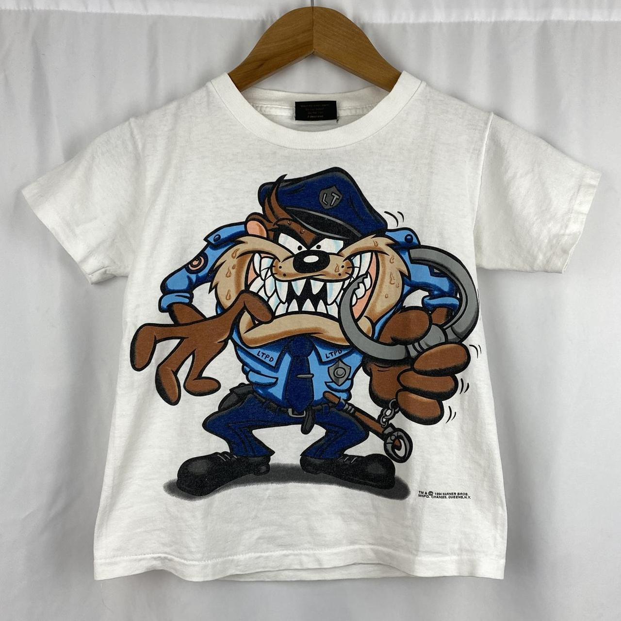 Vintage 90s Tasmanian Devil Taz Police Cop Front... - Depop