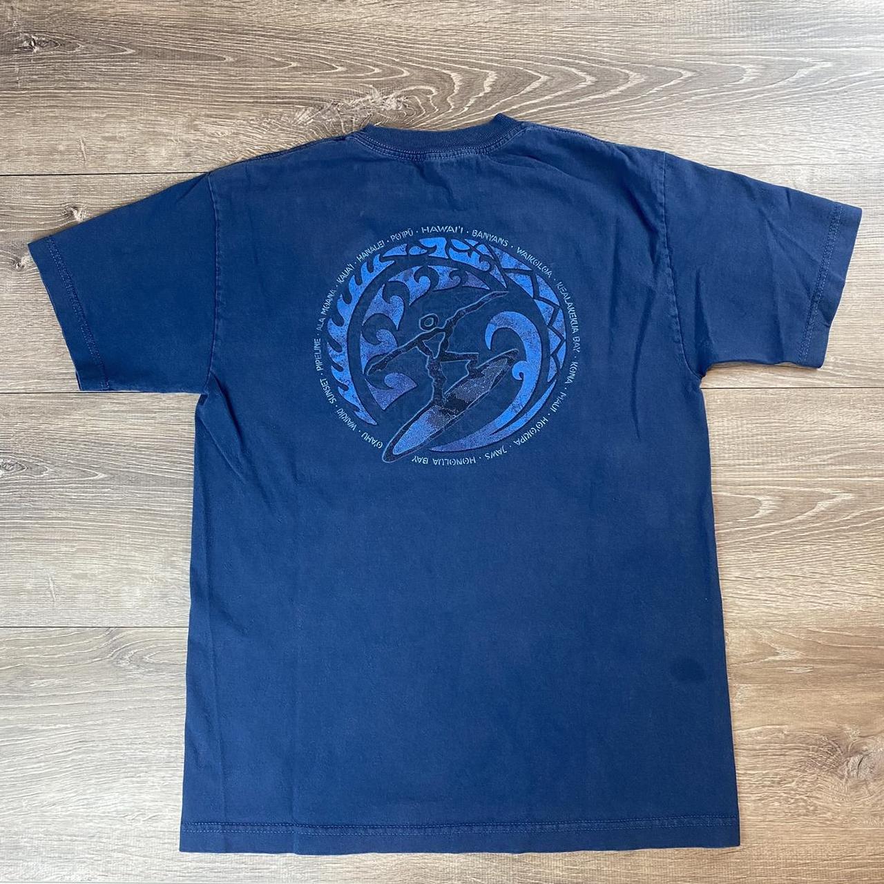 Y2K Wave Rider Surf Co. Hawaii Blue Graphic T-Shirt... - Depop
