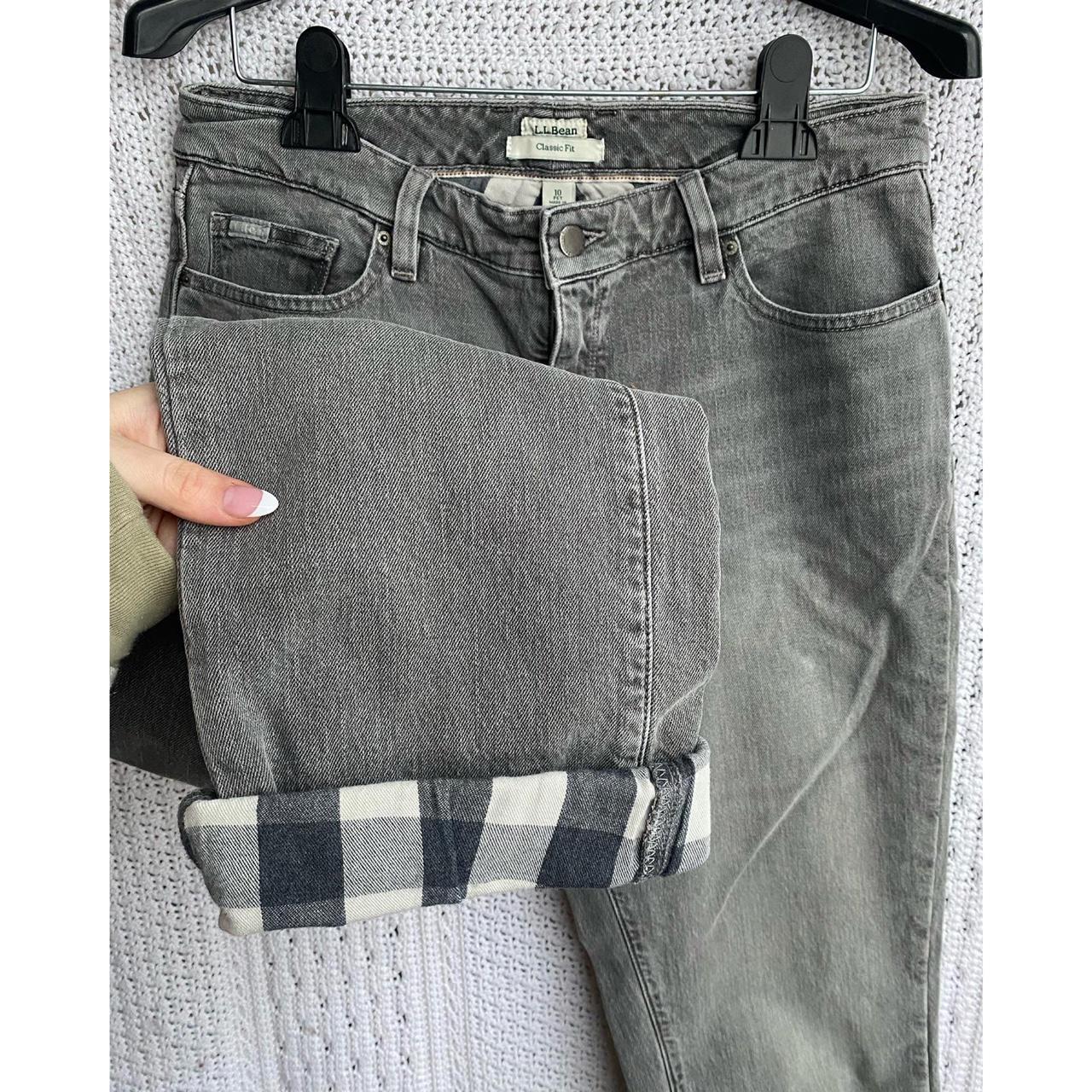 LL Bean plaid flannel lined jeans // size 10 petite... Depop