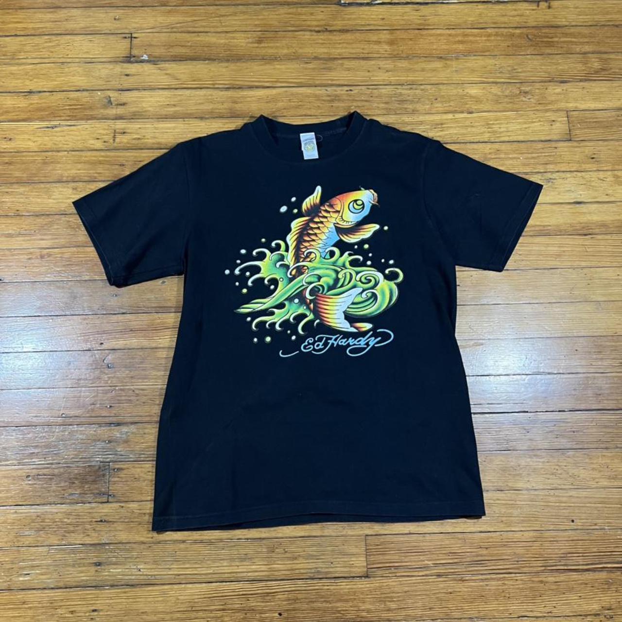 Y2K early 2000’s Ed hardy coy fish graphic print t... - Depop