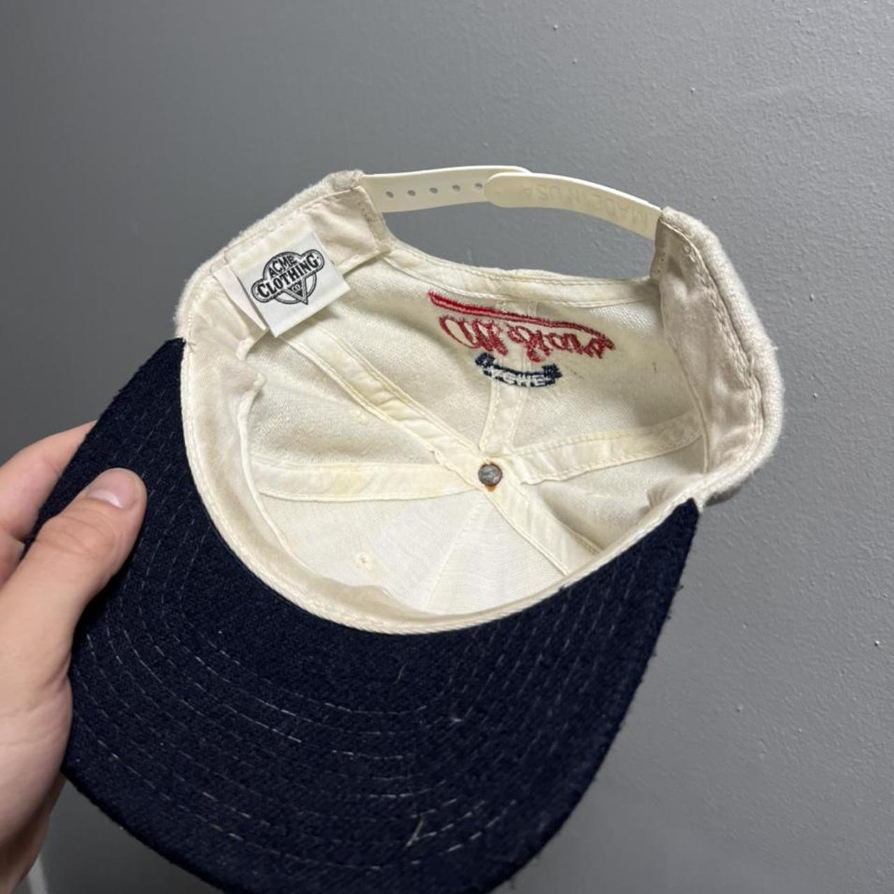 Acme Clothing Men's White and Navy Hat | Depop