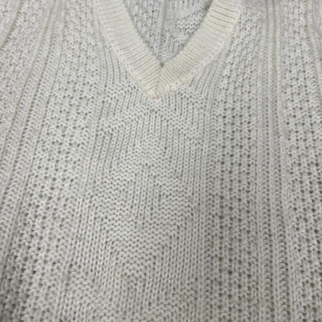 vintage cream knit sweater vest! has a small stain... - Depop