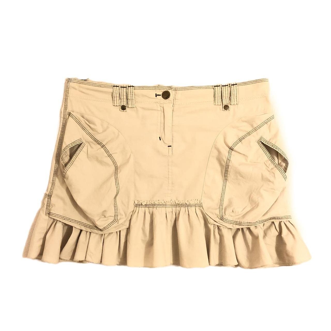 Women's Cream and Tan Skirt Depop