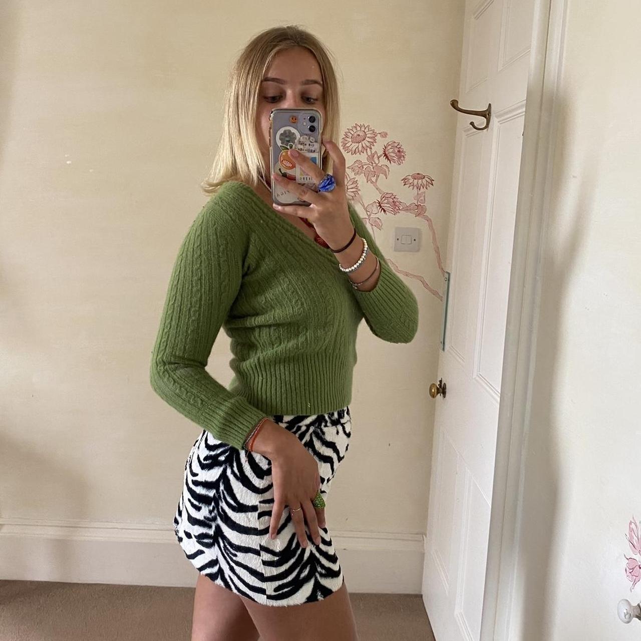 Cute green knit jumper. Slightly cropped length.... - Depop