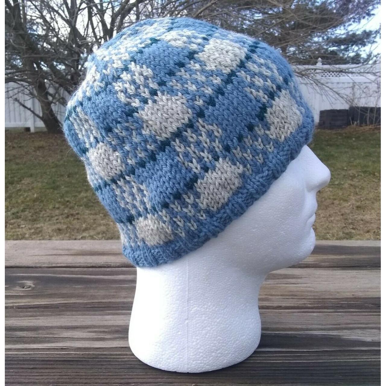 Mens Checkers Fair Isle Beanie Hat Viking Hand Knit... - Depop