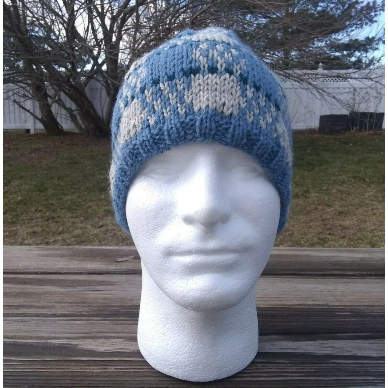 Mens Checkers Fair Isle Beanie Hat Viking Hand Knit... - Depop