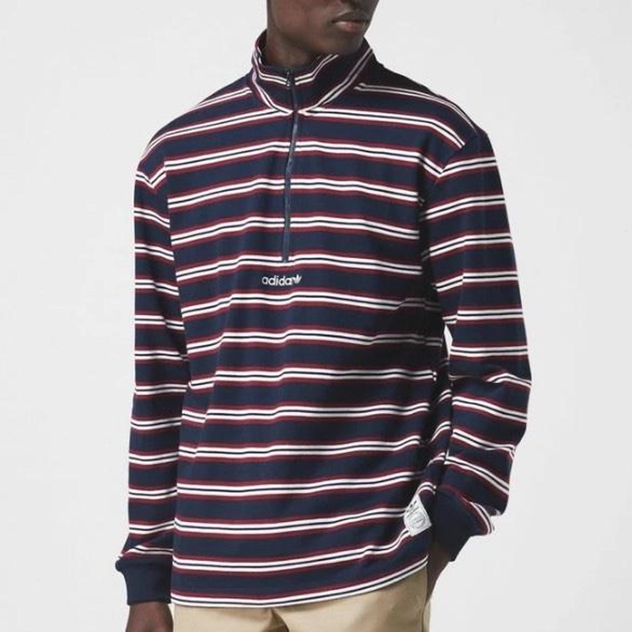 adidas striped half zip