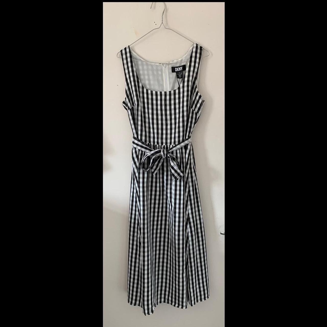 DKNY Women's Black and White Dress | Depop