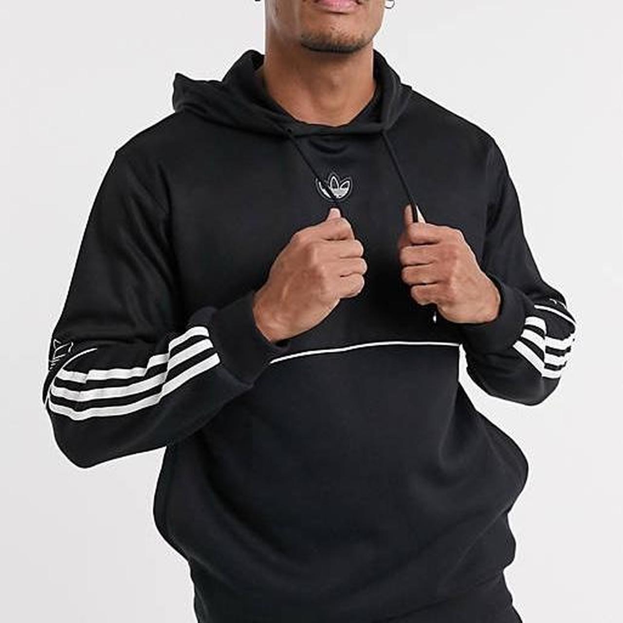 Adidas originals hoodie with 3 stripes and central logo in clearance black