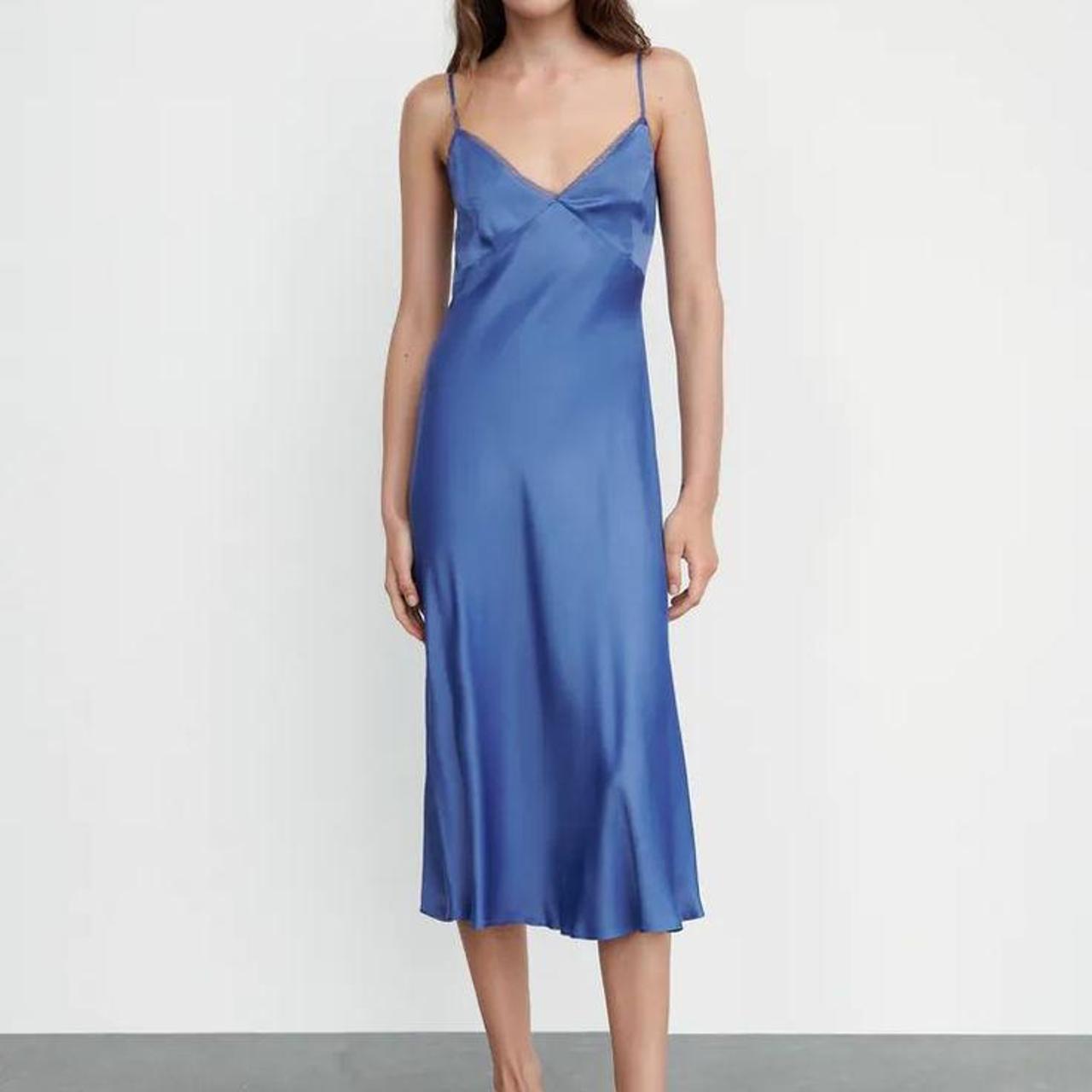 Zara blue slip outlet dress