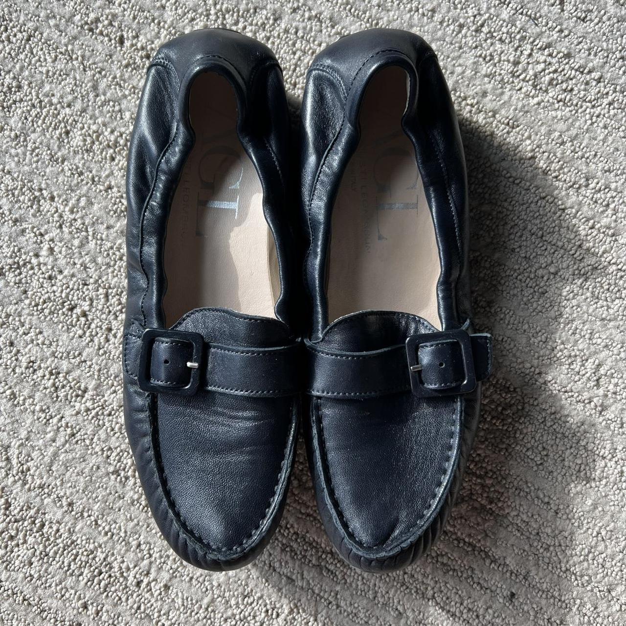 AGL - Nappa Leather Loafers - Navy Blue Size 7 -... - Depop