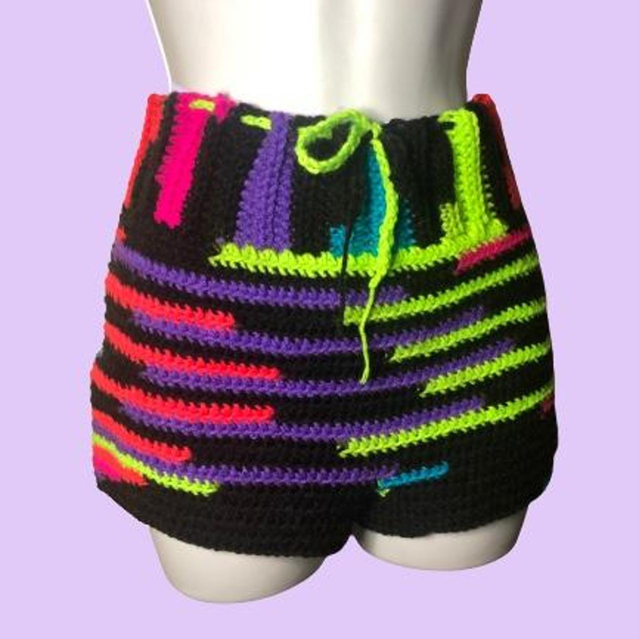 handmade crochet high waist booty shorts / color... - Depop