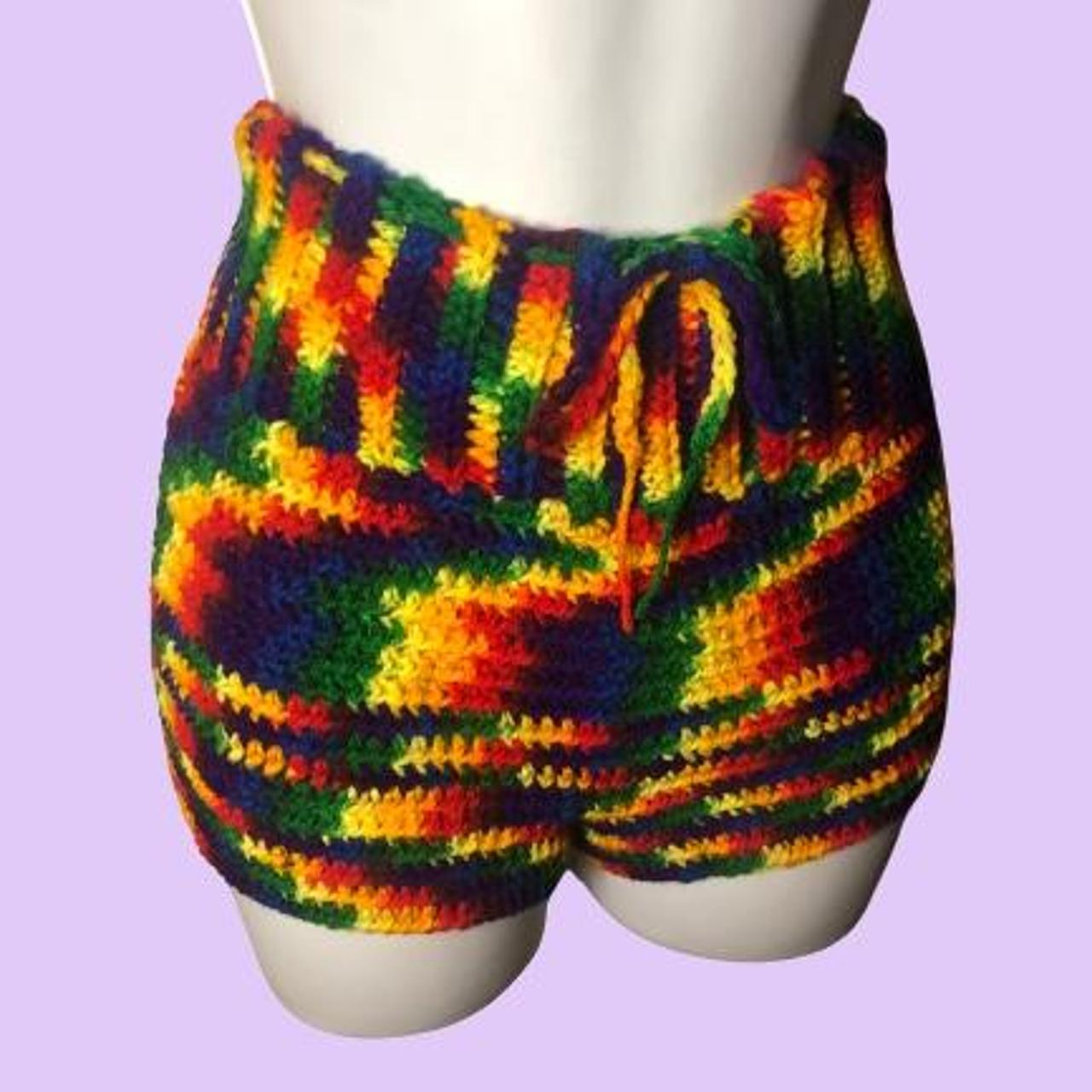 handmade crochet high waist booty shorts / color... - Depop