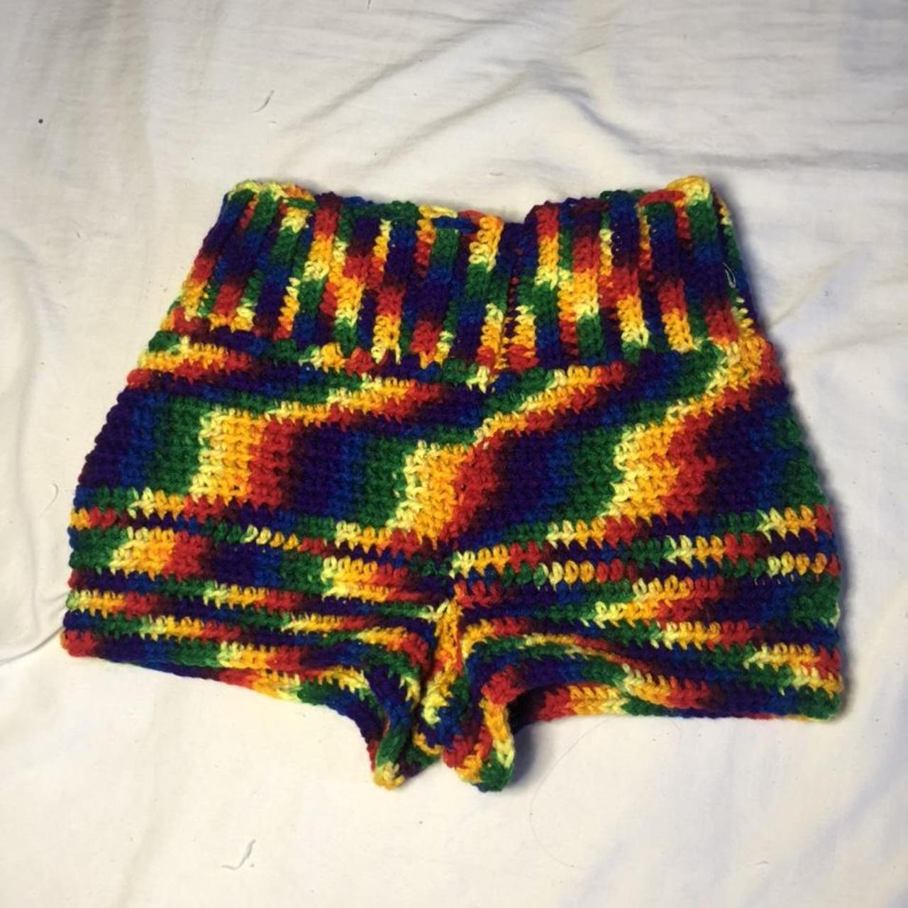 handmade crochet high waist booty shorts / color... - Depop