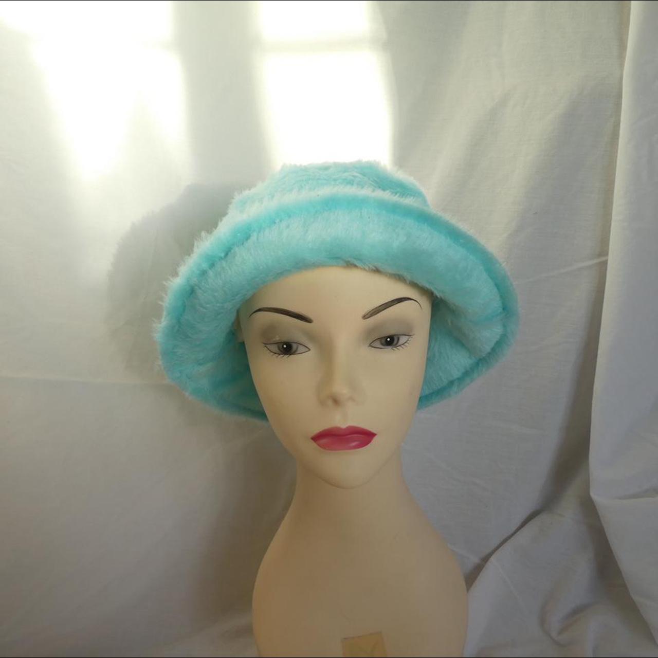 Light blue fluffy bucket hat With lining made from... Depop