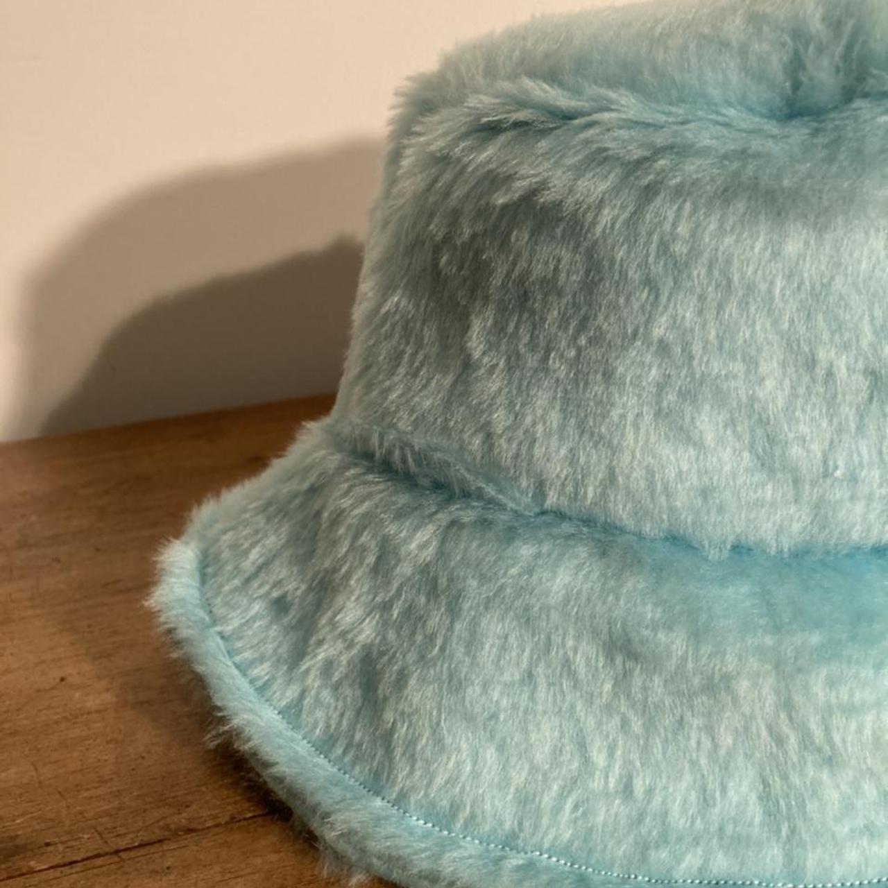 Light blue fluffy bucket hat With lining made from... Depop