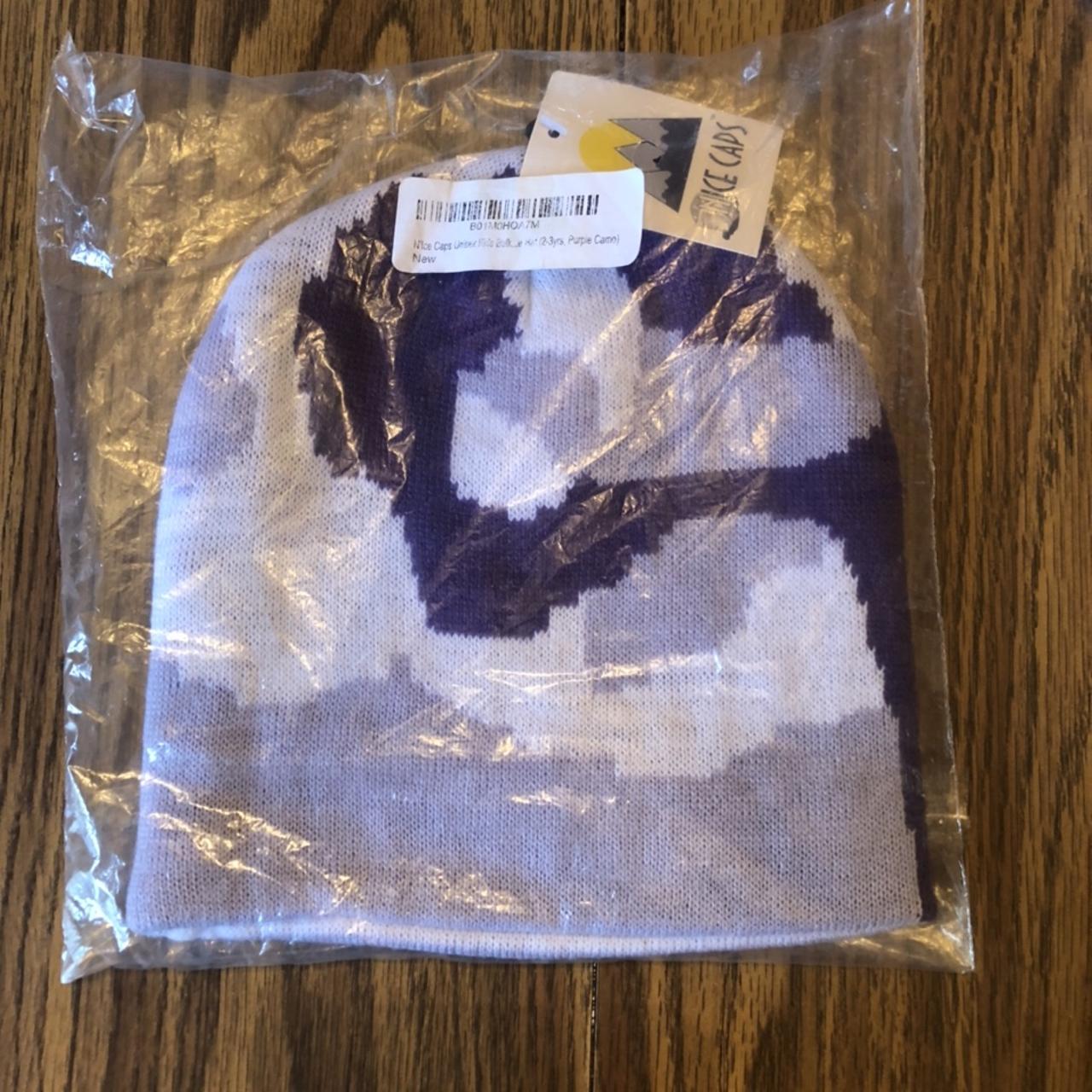 purple camo toboggan brand is actually “nice caps” Depop