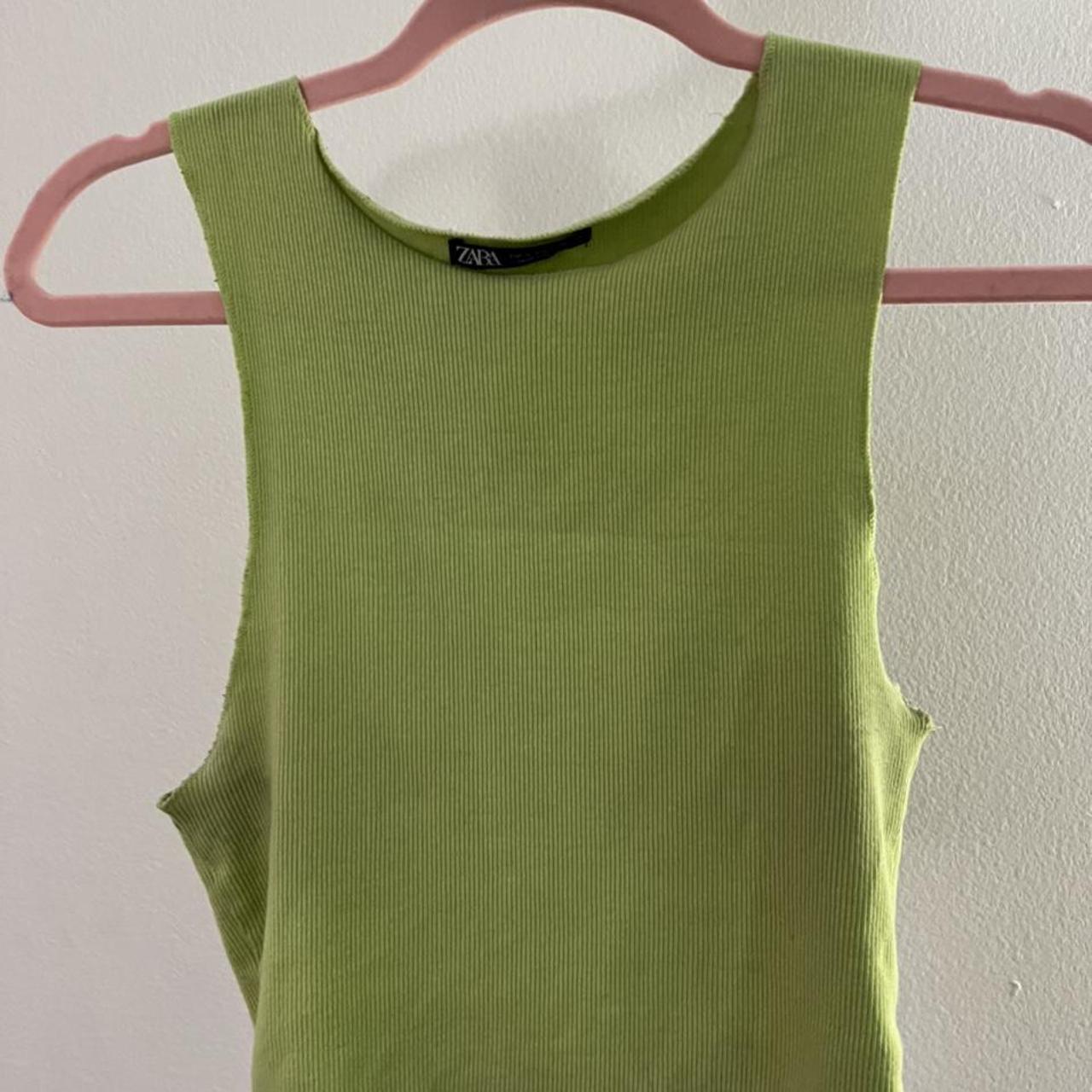 Zara green ribbed crop top Cute for summer and... - Depop