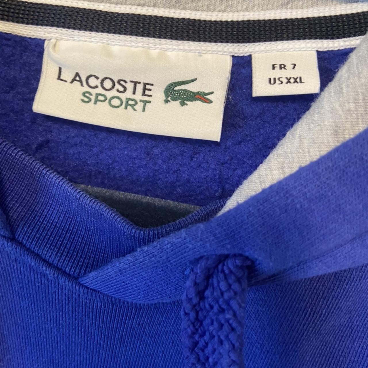 Lacoste Men's Blue and Grey Hoodie | Depop