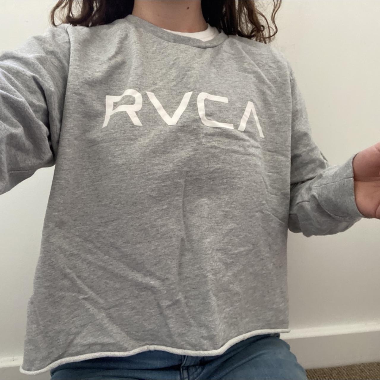 RVCA grey jumper super comfy and lightweight good... - Depop