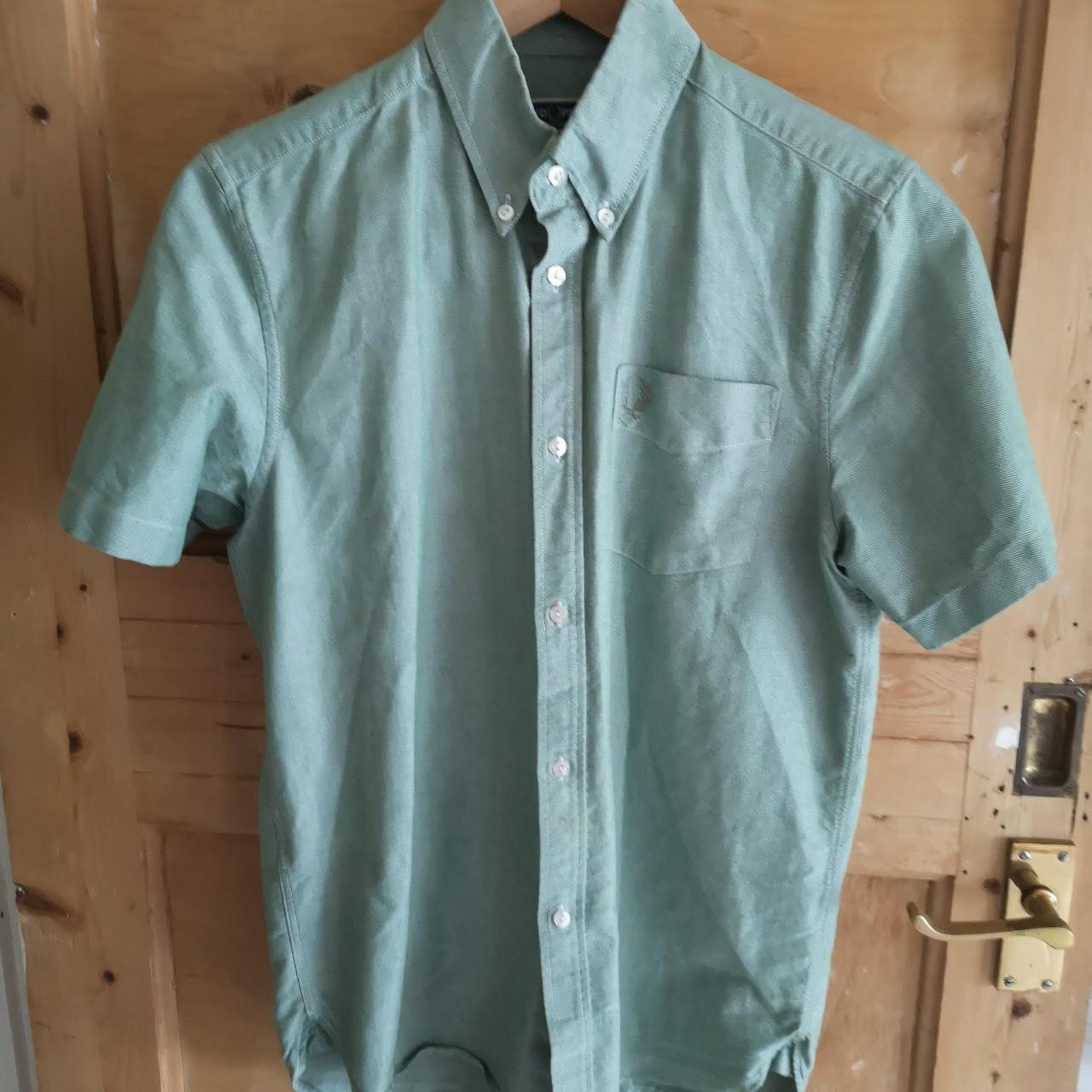 FRED PERRY Oxford Shirt/ Short Sleeve Green Men's 36... - Depop