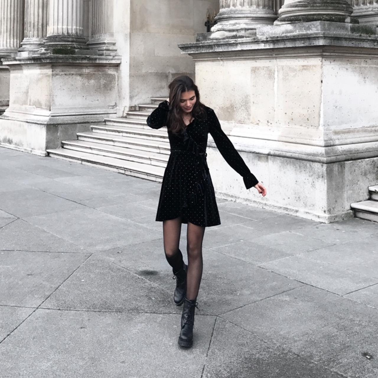 Other Stories Black Velvet Wrap Dress Depop