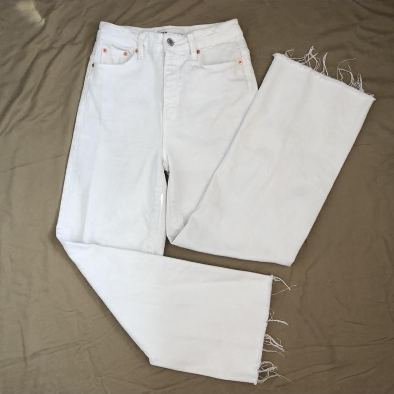 zara high waisted white pants