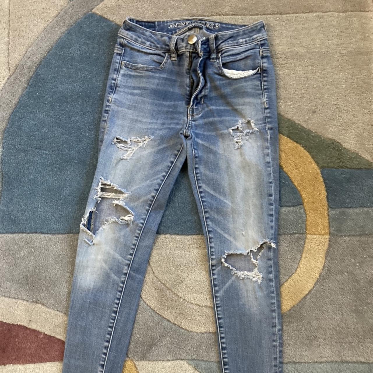 American Eagle ripped skinny jeans Size 2 (24”) The... - Depop