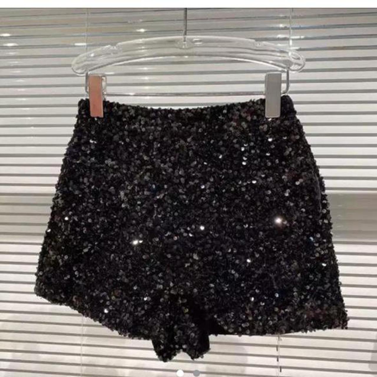black sequin shorts