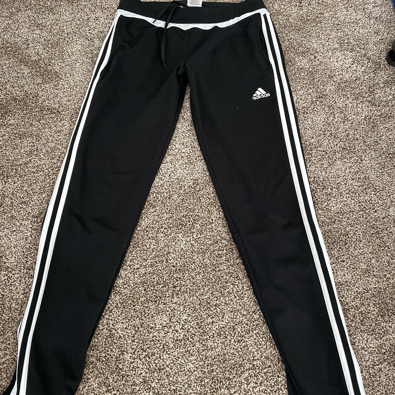 Unisex black adidas soccer pants Zippered... - Depop