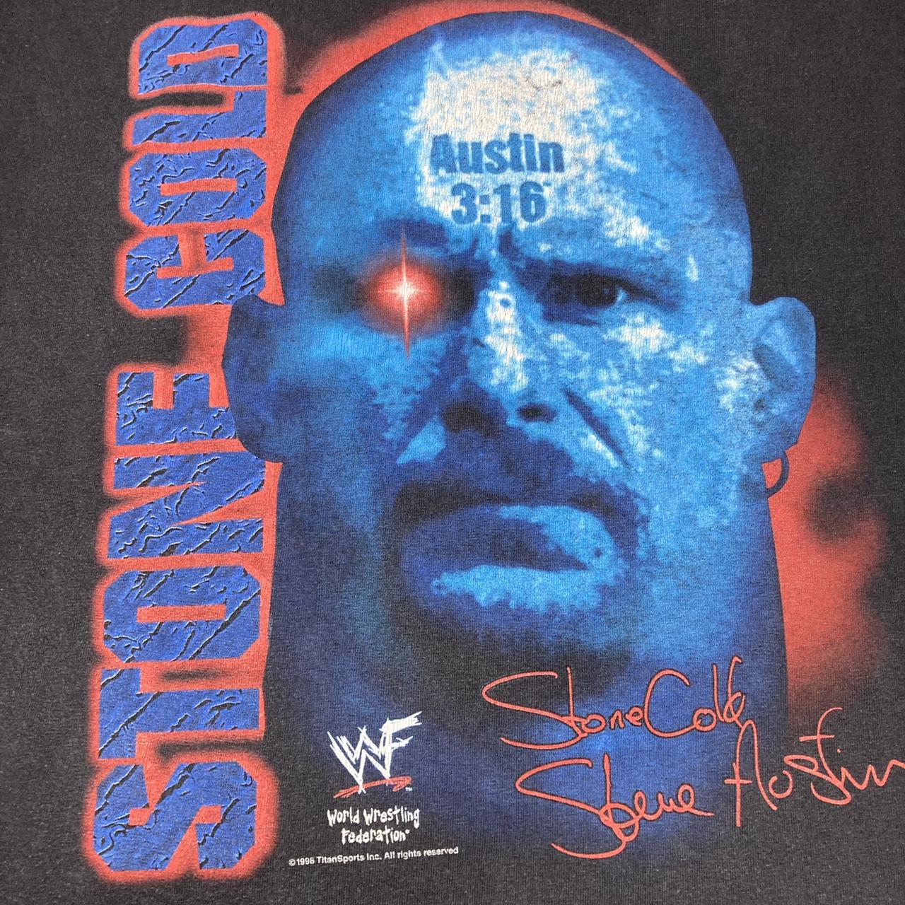 WWE Men's Stone Cold Steve Austin Poster T-Shirt Blue