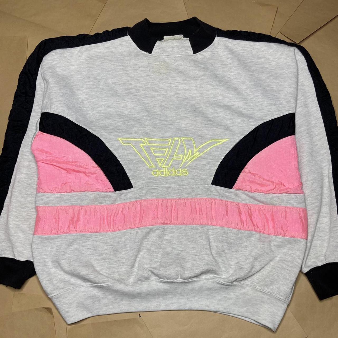 1980s Team Adidas Neon Crewneck Pit to Pit Depop