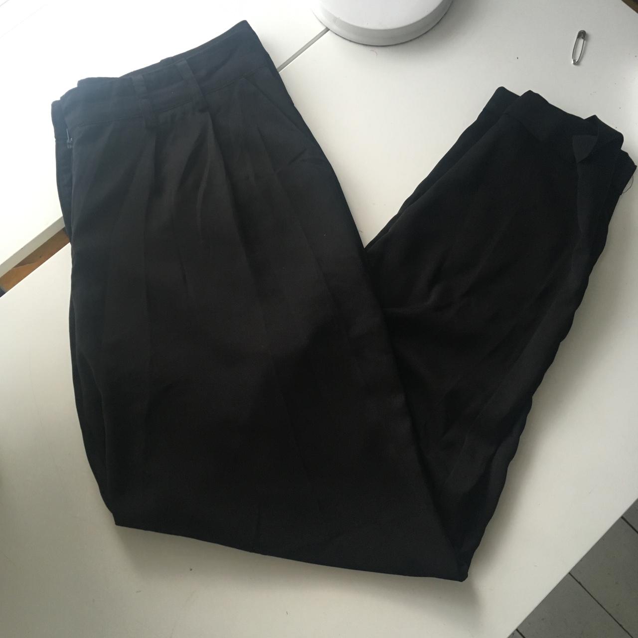 black cigarette pants, silky material. bought second... - Depop