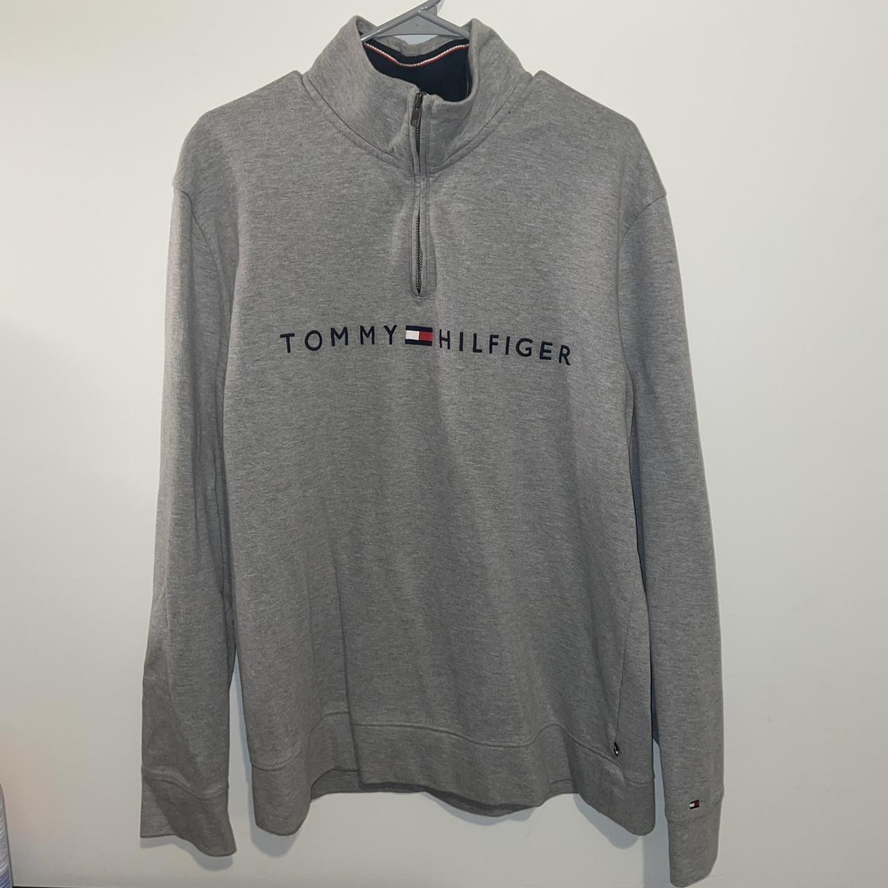 Tommy quarter zip sweater Size large, embroidered... - Depop