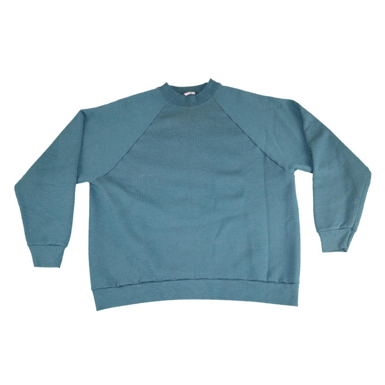 Vintage Teal Blank Sweatshirt SIZE: TAG CUT. M/L... - Depop