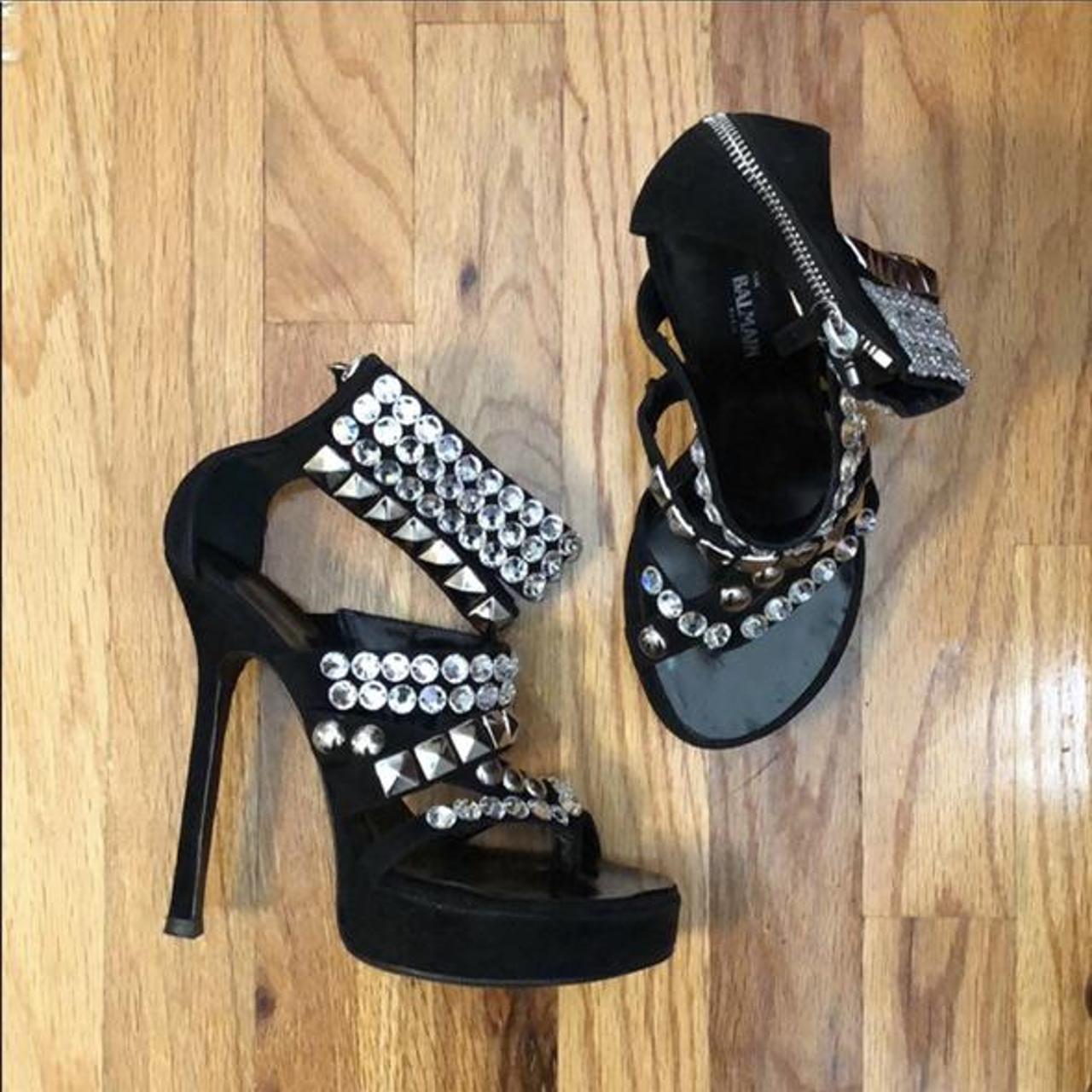 Balmain Platform Crystal Embellished Heels NWOT, EU... - Depop