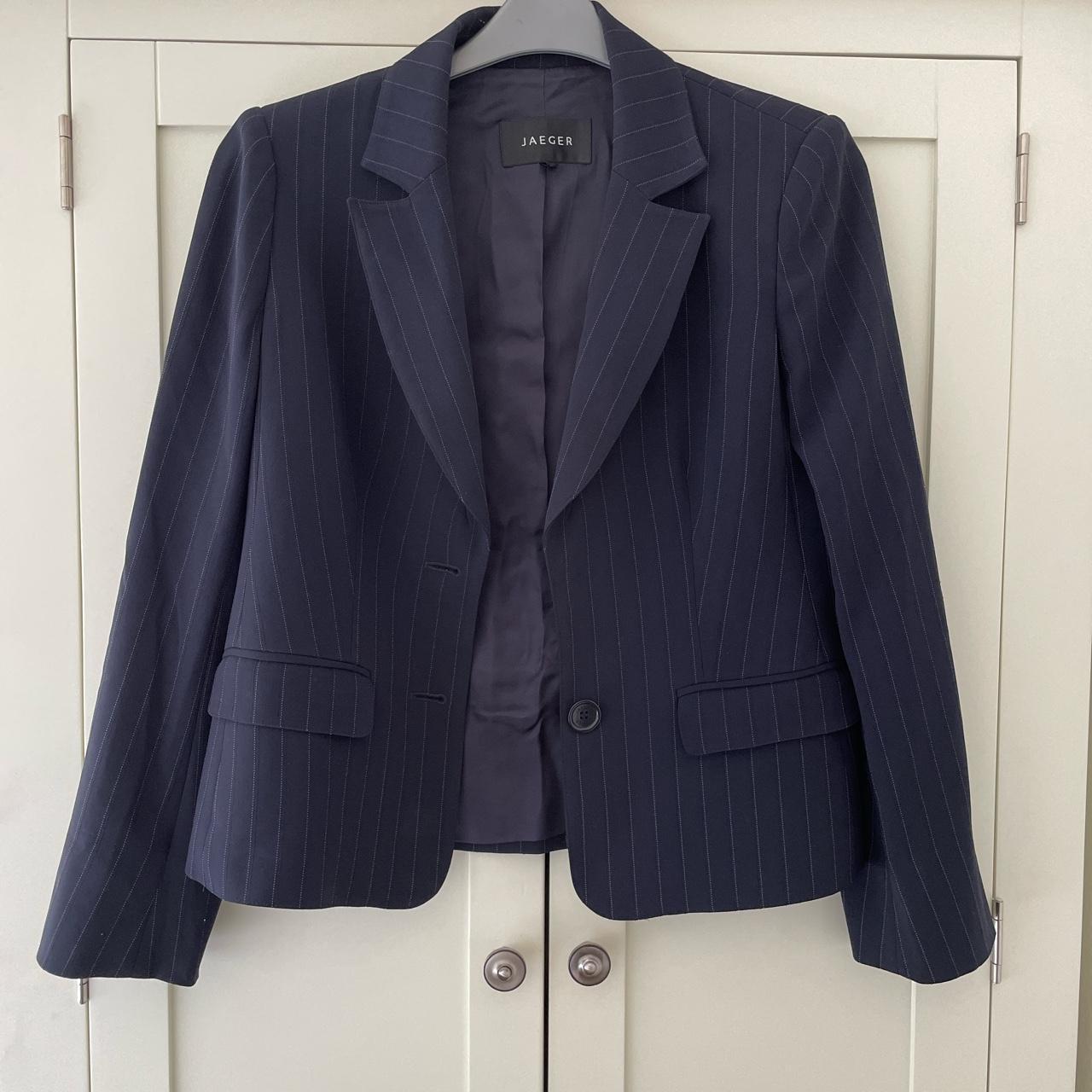 Beautiful navy blue pinstripe Jaeger jacket Great... - Depop