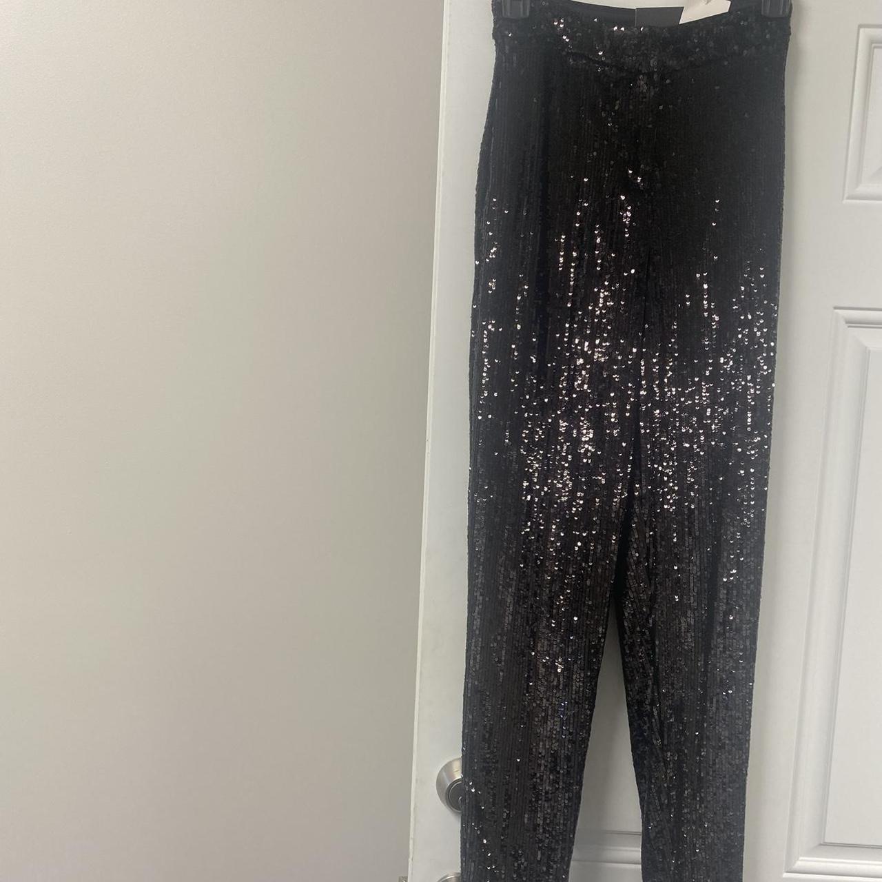 Women's Black and Silver Trousers | Depop