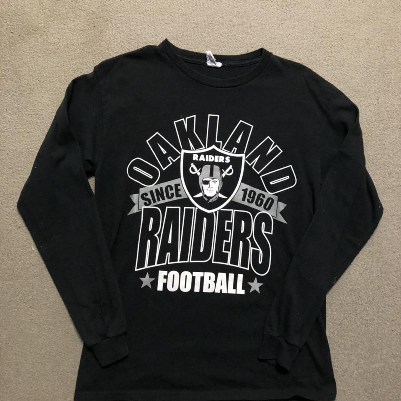 Vintage Style Oakland Raiders Long Sleeve Spell Out - Depop