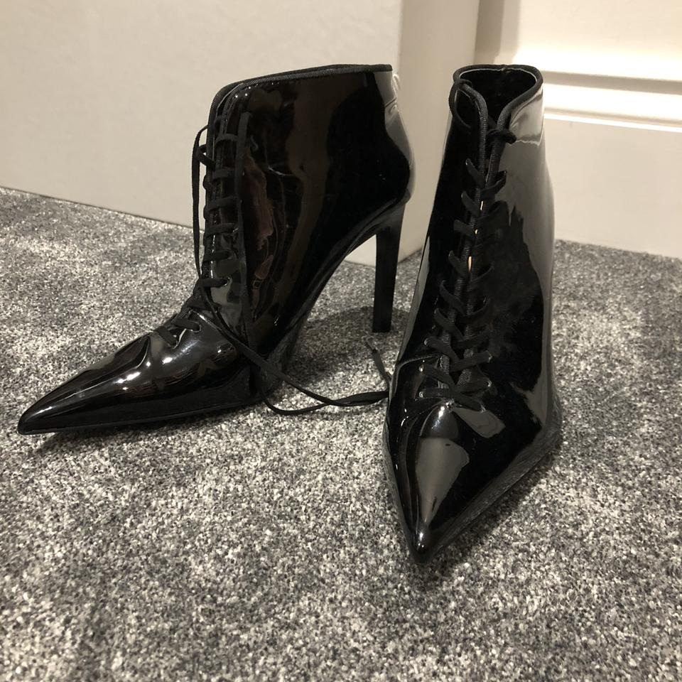 zara black patent boots