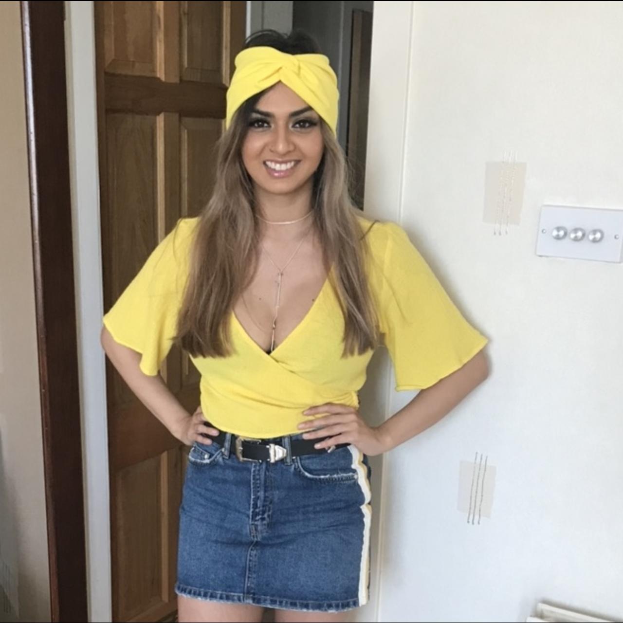 Zara yellow crop wrap top. Size XS 68. Worn once... Depop