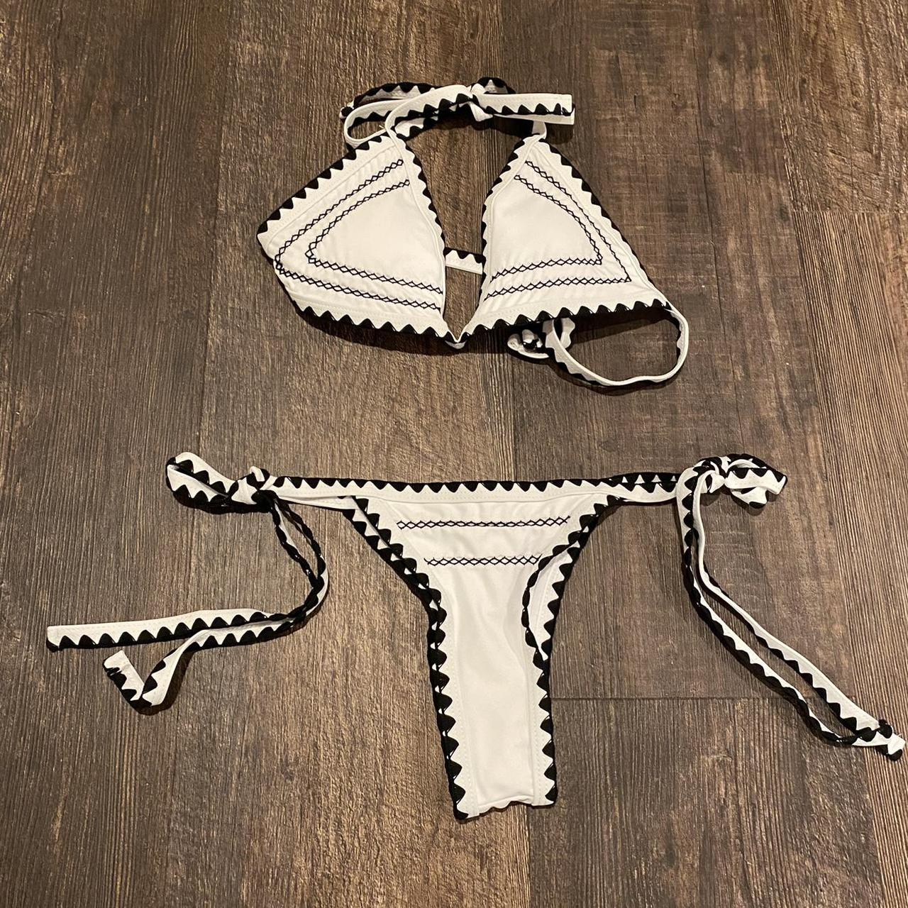 Black And White Patterned Bathing Suit Depop