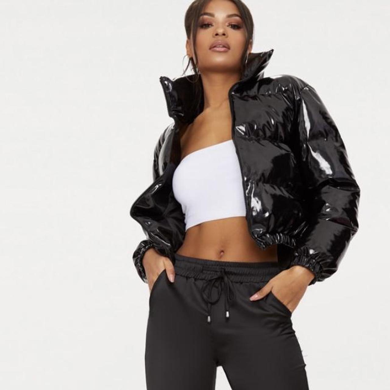 black vinyl bubble coat