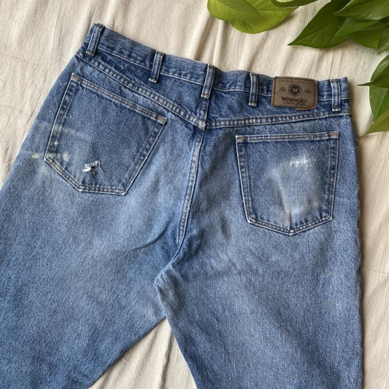 Great worn in Wrangler jeans! Paint splattered and... - Depop