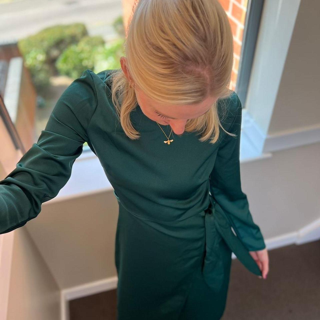 Warehouse green satin top dress