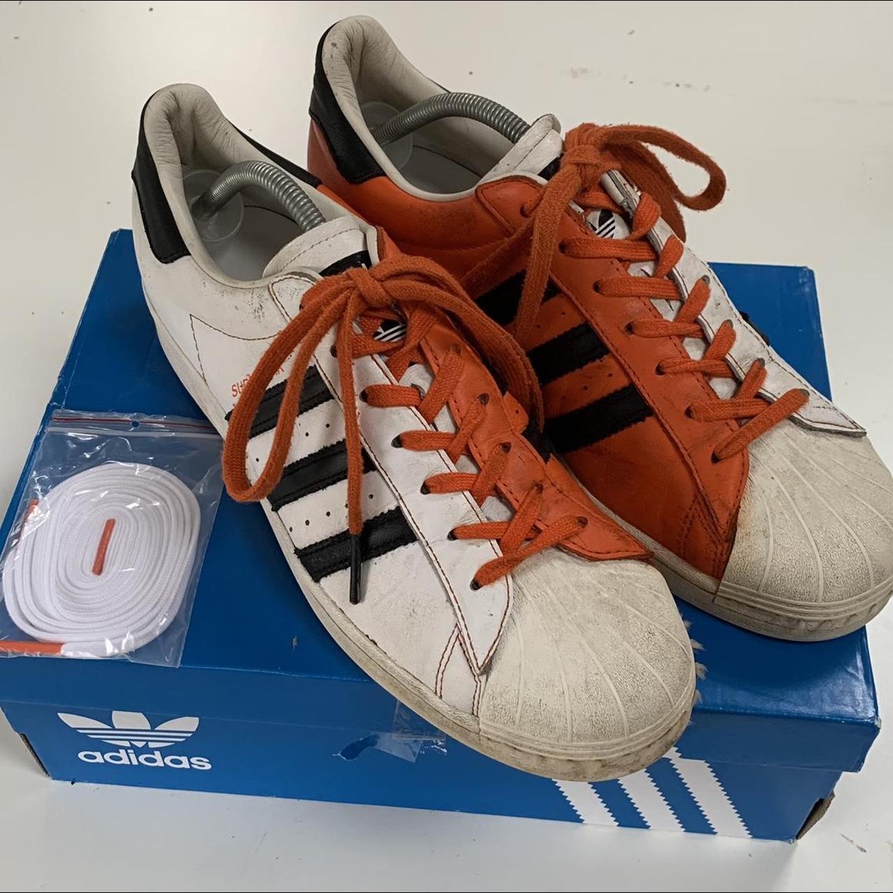 Adidas Originals Men's White and Orange Trainers | Depop