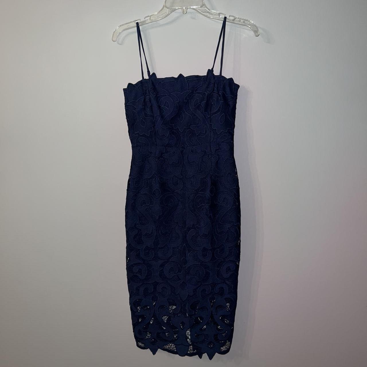 Bardot Lina Knee Length Lace Sheath Dress Navy size... - Depop