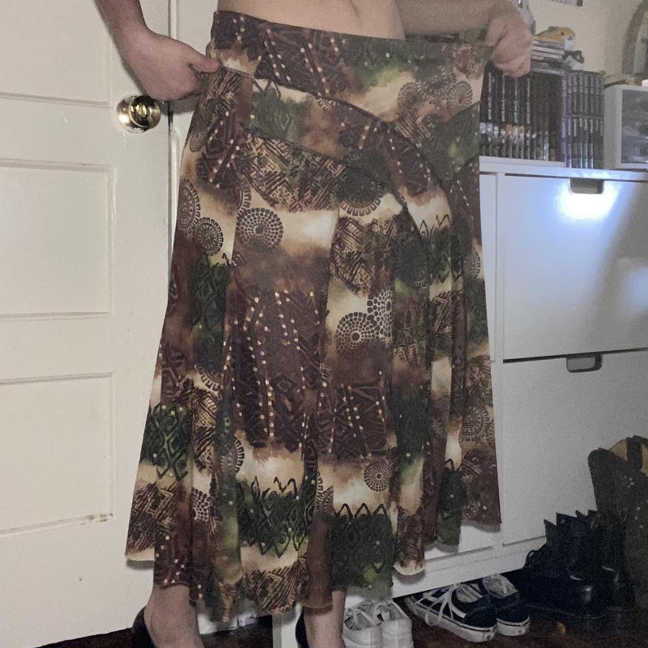 Women's Green and Brown Skirt (2)