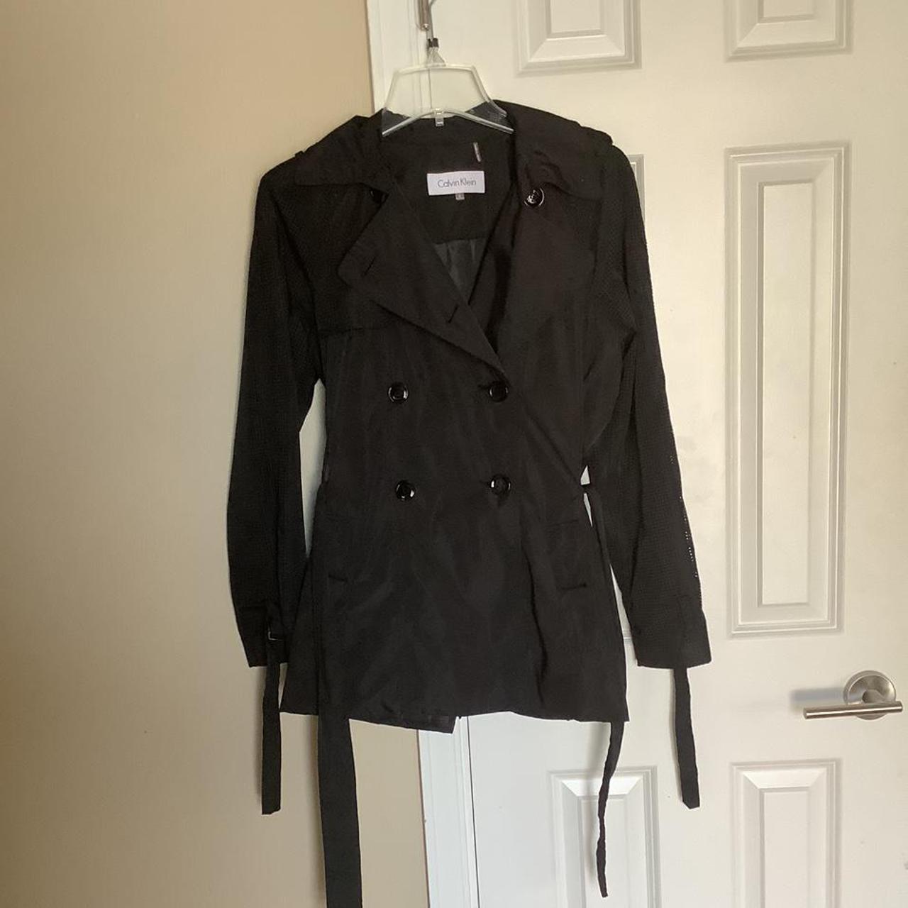 Calvin Klein black mesh trench coat Size women’s... - Depop