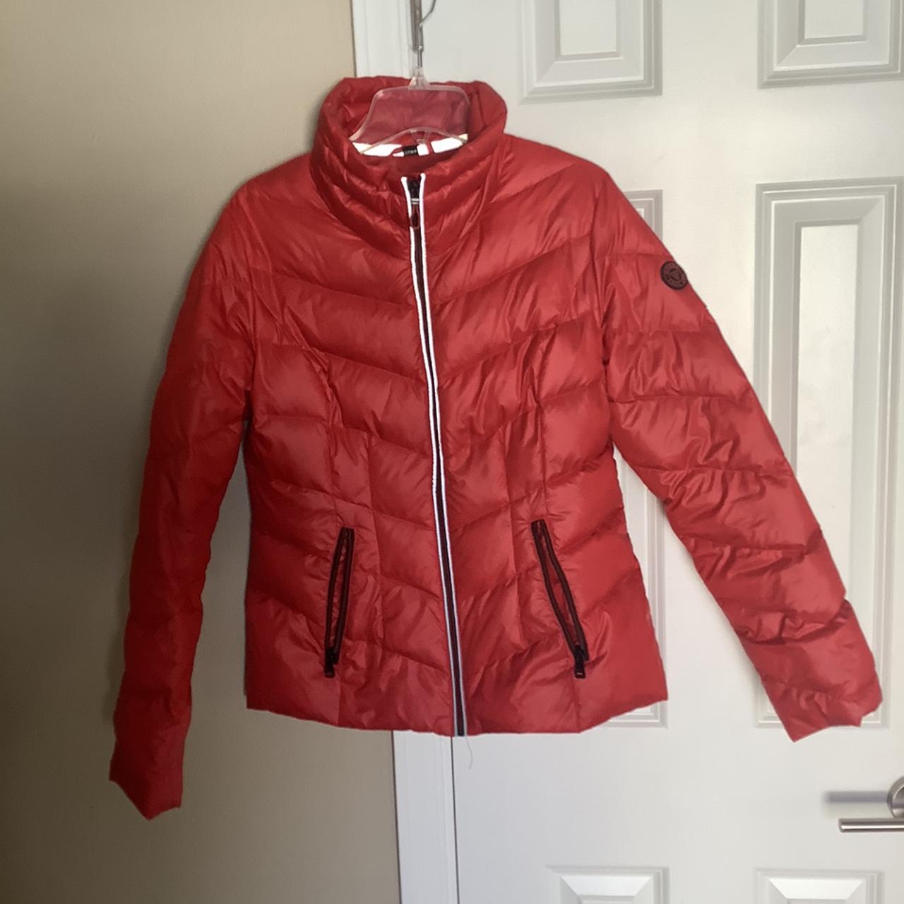 guess puffer jacket women's red